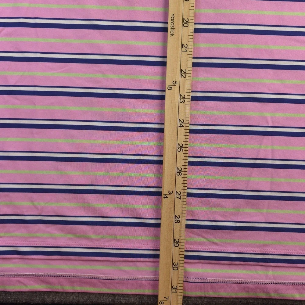 RLX Ralph Lauren Polo‎ Large Pink Blue Striped Congressional Logo Short Sleeve
